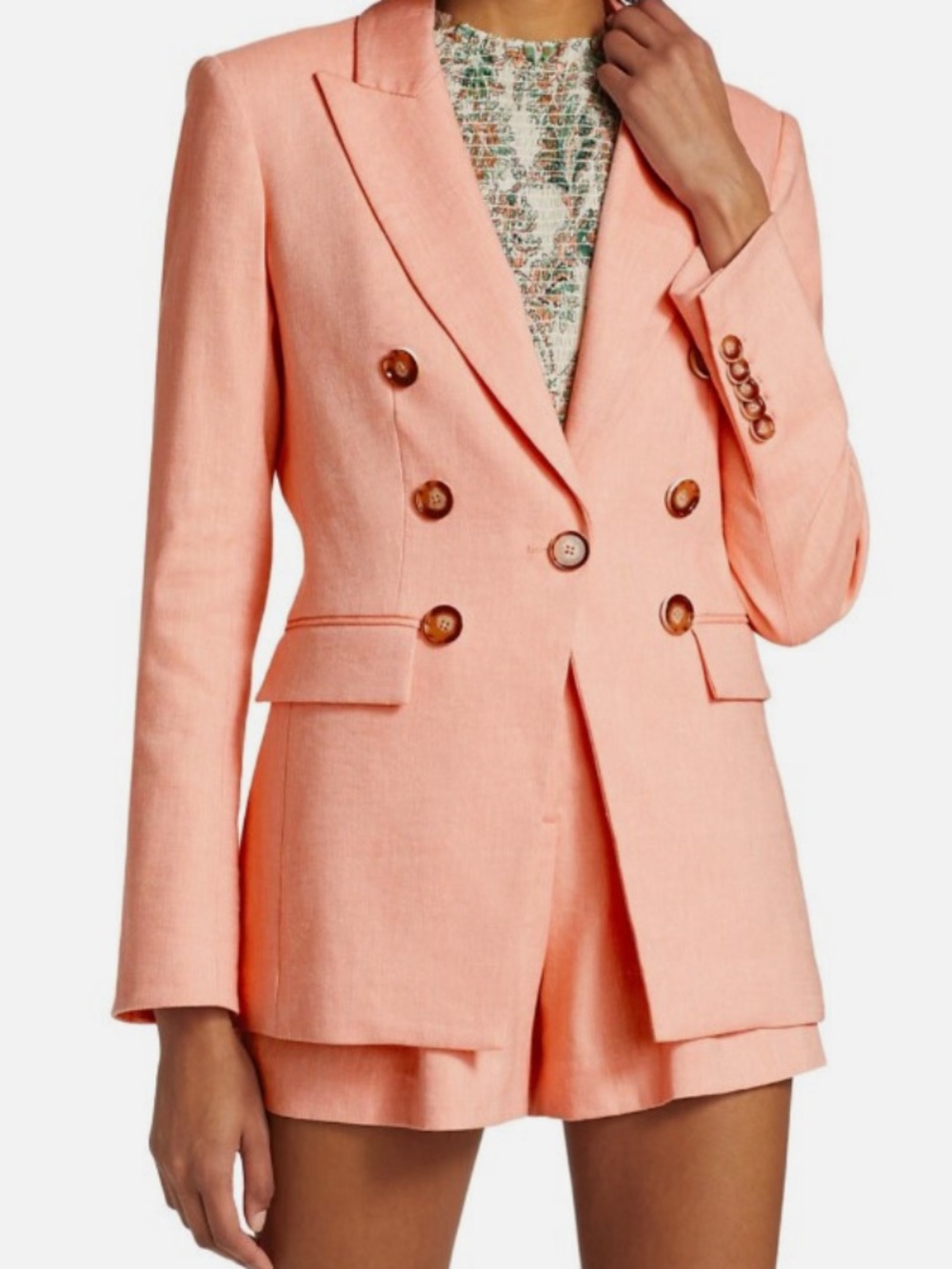 Veronica Beard Double-Breasted Peach Blazer Jacket - Picture 8 of 16